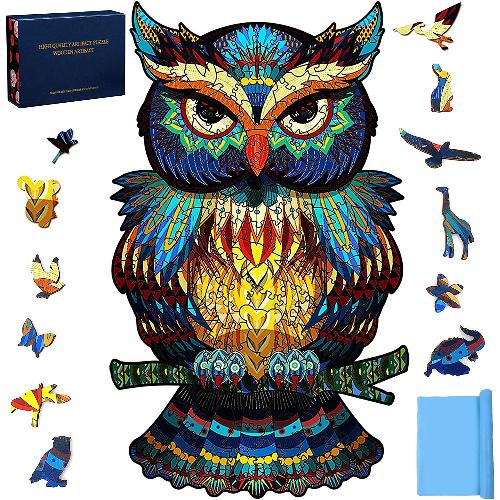 Wooden Jigsaw Puzzle, Brain Teaser Puzzle for Kids, Adults, Family Game Night & Gifts